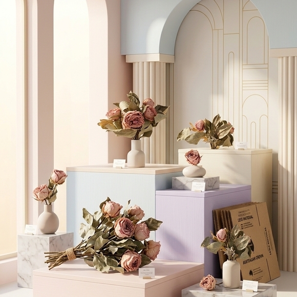 Elegant Pink and Green Faux Floral Bouquet - Picture 2 of 12